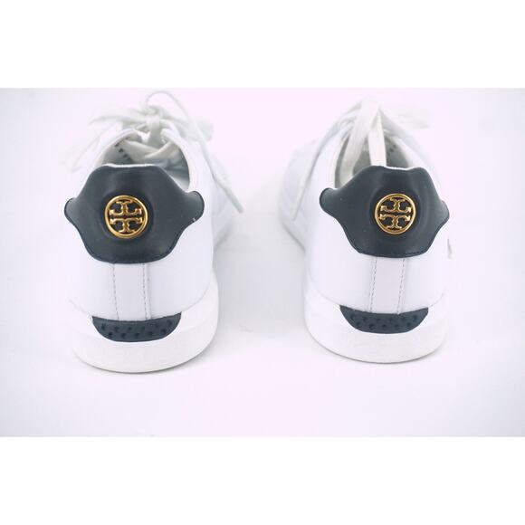 Tory Burch Howell Court White Leather Sneakers SZ 8.5 Tennis low top logo $248 - Picture 6 of 10